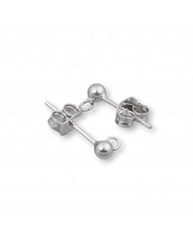 Base Per Orecchini Di Argento 925 Perno Con Pallina 3mm 14 Paia Completo Di Farfalline Rodiato-925 Silber Ohrringbasen | Worldofjewel.com