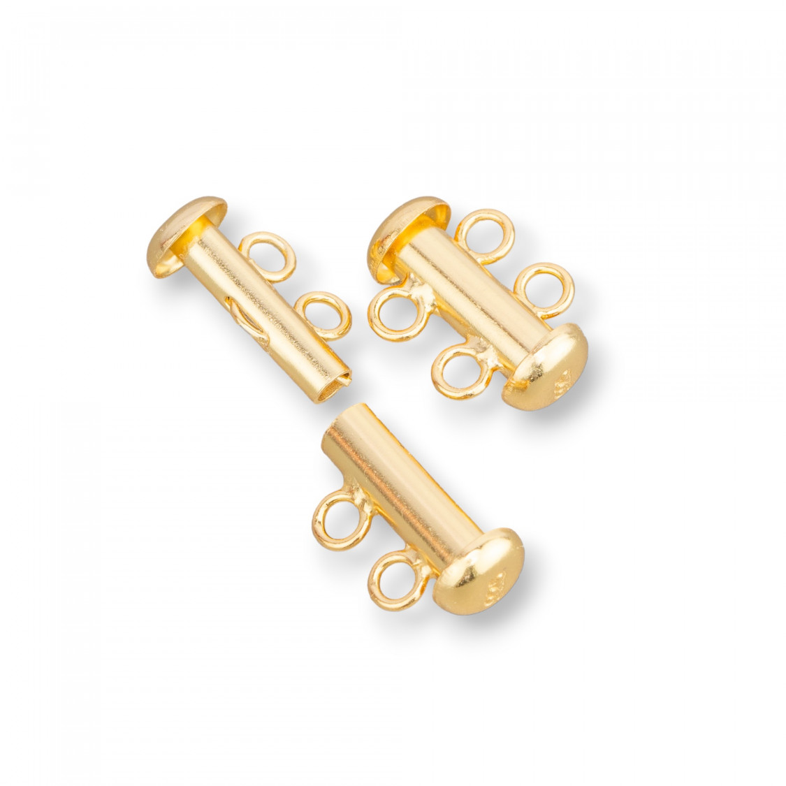 Chiusura Di Argento 925 A Baionetta Multifilo A 2 Fili 15mm 2pz Dorato-CHIUSURE IN ARGENTO 925 FAI DA TE | Worldofjewel.com
