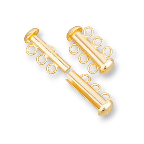 Bajonettverschluss aus 925er Sterlingsilber, 3-adrig, mehrsträngig, 20 mm, 2 Stück, vergoldet