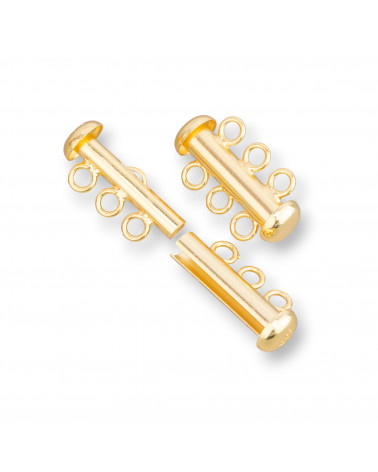 Chiusura Di Argento 925 A Baionetta Multifilo A 3 Fili 20mm 2pz Dorato-CHIUSURE IN ARGENTO 925 FAI DA TE | Worldofjewel.com