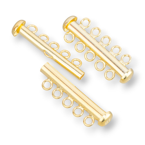 Fermoir à baïonnette en argent sterling 925, 5 brins, 30 mm, 2 pièces, plaqué or