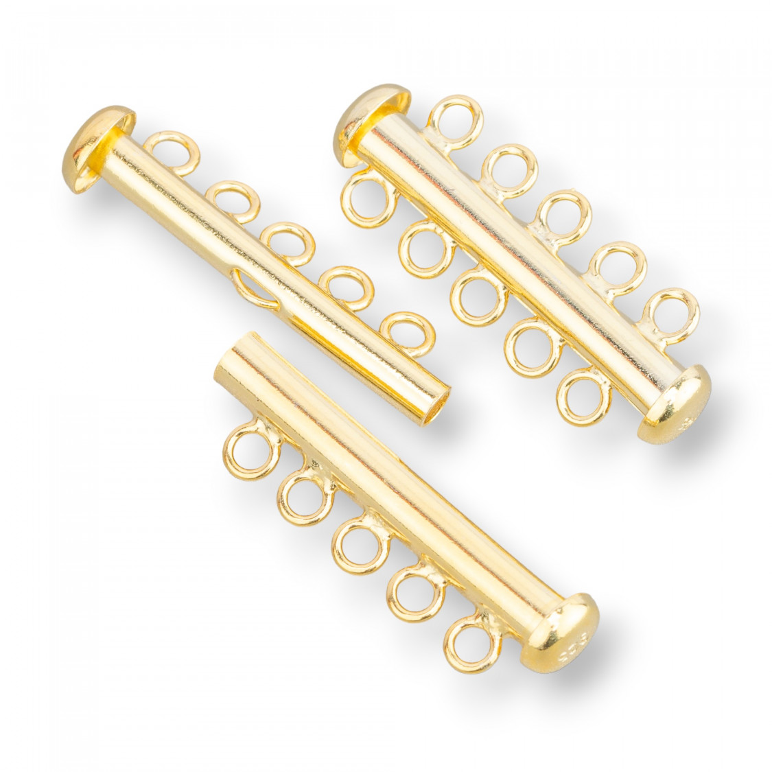 Cierre de bayoneta de plata de ley 925, 5 hilos, 30 mm, 2 unidades, chapado en oro-CIERRE DE PLATA 925 DIY | Worldofjewel.com