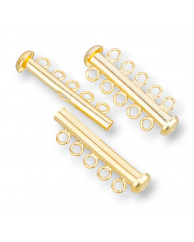 Chiusura Di Argento 925 A Baionetta Multifilo A 5 Fili 30mm 2pz Dorato-CHIUSURE IN ARGENTO 925 FAI DA TE | Worldofjewel.com