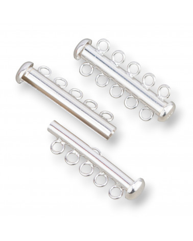 Chiusura Di Argento 925 A Baionetta Multifilo A 5 Fili 30mm 2pz Rodiato-CHIUSURE IN ARGENTO 925 FAI DA TE | Worldofjewel.com