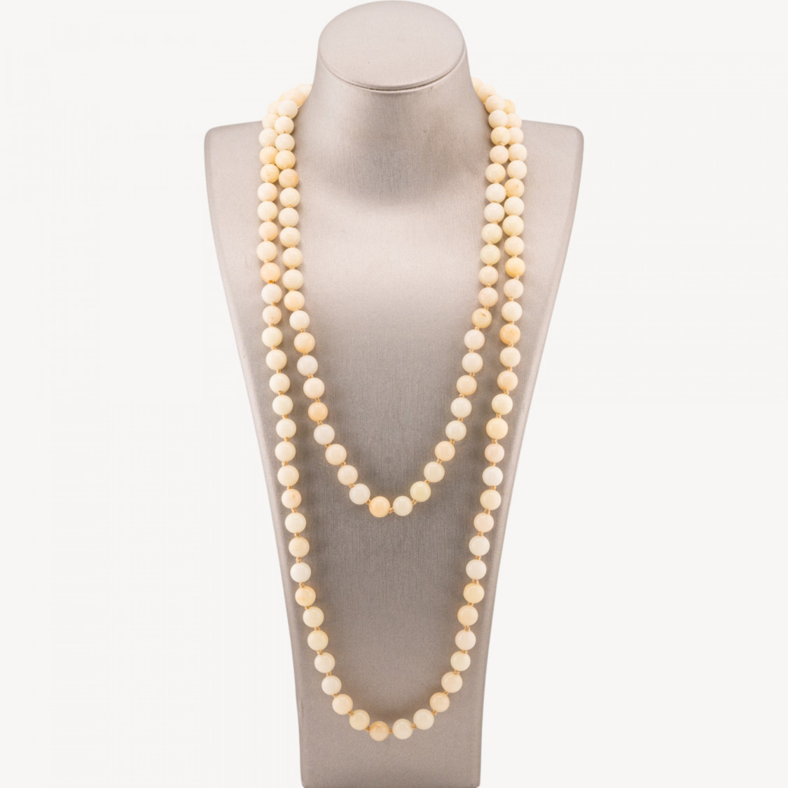Collana Bijoux Charlestone Di Pietre Dure 8mm Annodate 120cm Giada Gialla-COLLIER PIERRES DURES | Worldofjewel.com