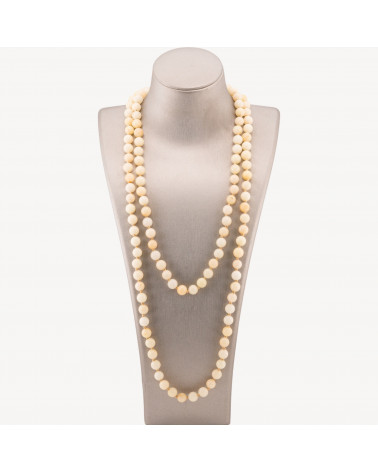 Collana Bijoux Charlestone Di Pietre Dure 8mm Annodate 120cm Giada Gialla-COLLIER PIERRES DURES | Worldofjewel.com
