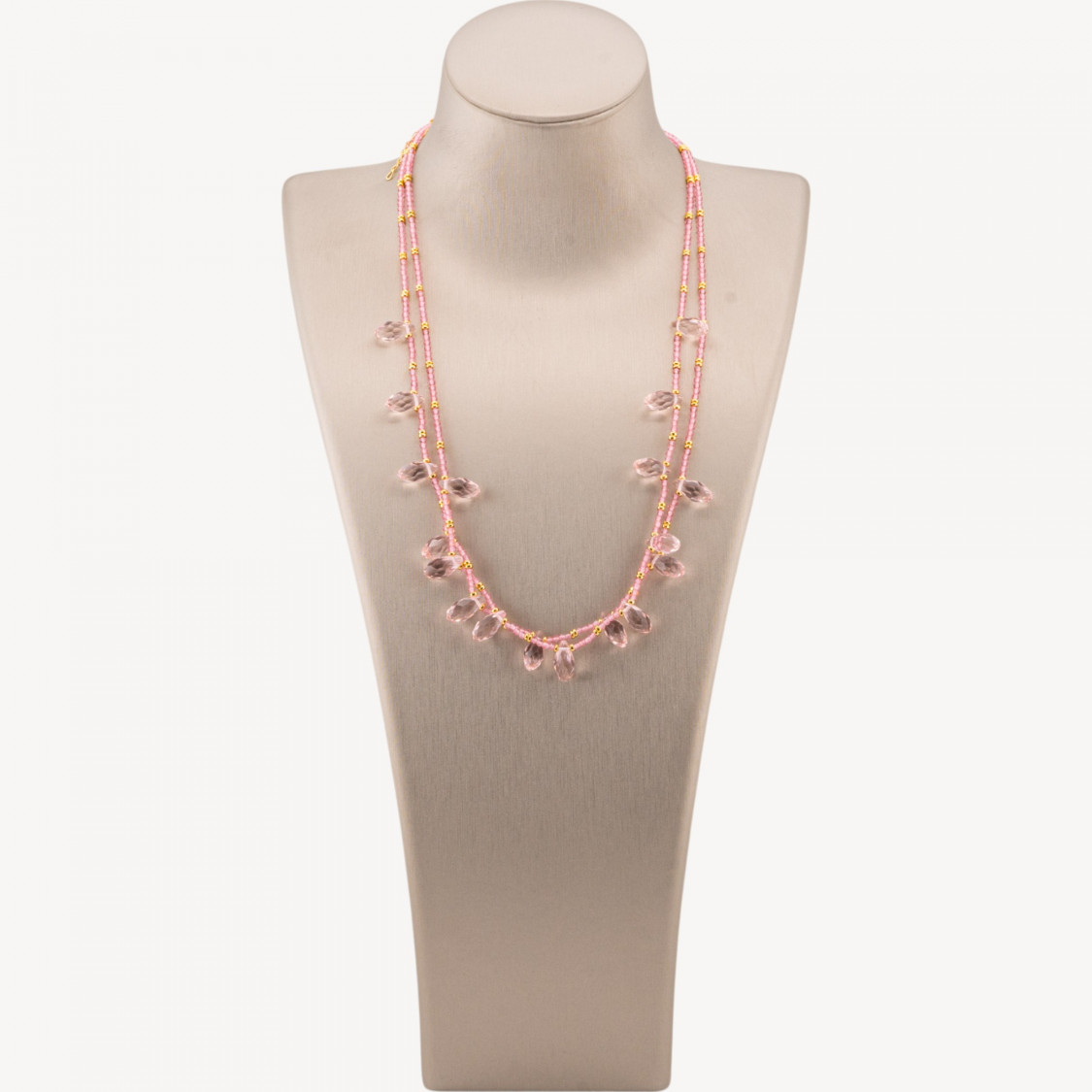 Collana Bijoux Di Cristalli CZ Con Elementi Di Bronzo 2pz Rosa-DESIGN ITALY | Worldofjewel.com