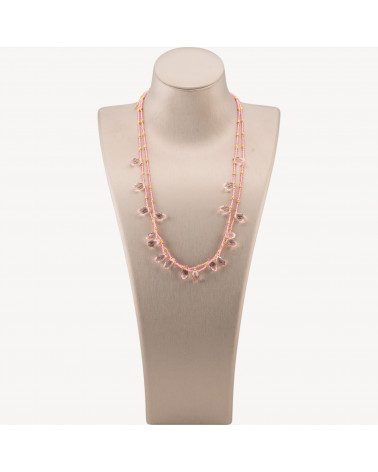 Collana Bijoux Di Cristalli CZ Con Elementi Di Bronzo 2pz Rosa-DESIGN ITALY | Worldofjewel.com