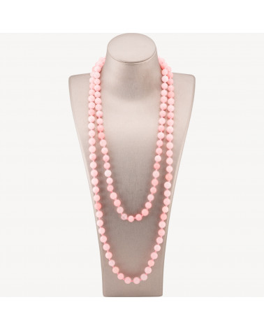 Collana Bijoux Charlestone Di Pietre Dure 8mm Annodate 120cm Giada Rosa Chiaro-COLLIER PIERRES DURES | Worldofjewel.com