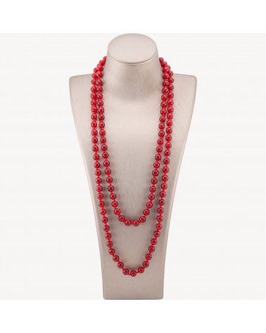 Collana Bijoux Charlestone Di Pietre Dure 8mm Annodate 120cm Giada Rossa Ruby-COLLIER PIERRES DURES | Worldofjewel.com