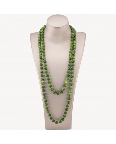 Collana Bijoux Charlestone Di Pietre Dure 8mm Annodate 120cm Giada Verde Scuro Sfumato-COLLIER PIERRES DURES | Worldofjewel.com