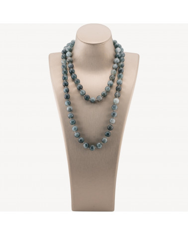 Collana Bijoux Charlestone Di Pietre Dure 10mm Annodate 90cm Giada Grigia-CONCEPTION ITALIE | Worldofjewel.com