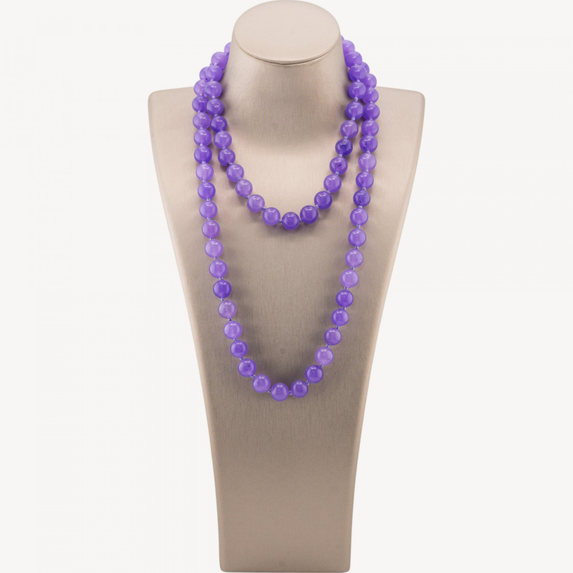 Collana Bijoux Charlestone Di Pietre Dure 10mm Annodate 90cm Giada Lavanda-CONCEPTION ITALIE | Worldofjewel.com
