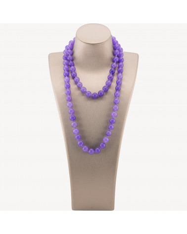 Collana Bijoux Charlestone Di Pietre Dure 10mm Annodate 90cm Giada Lavanda-CONCEPTION ITALIE | Worldofjewel.com