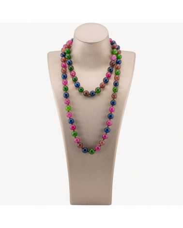Collana Bijoux Charlestone Di Pietre Dure 10mm Annodate 90cm Giada Multicolor-CONCEPTION ITALIE | Worldofjewel.com