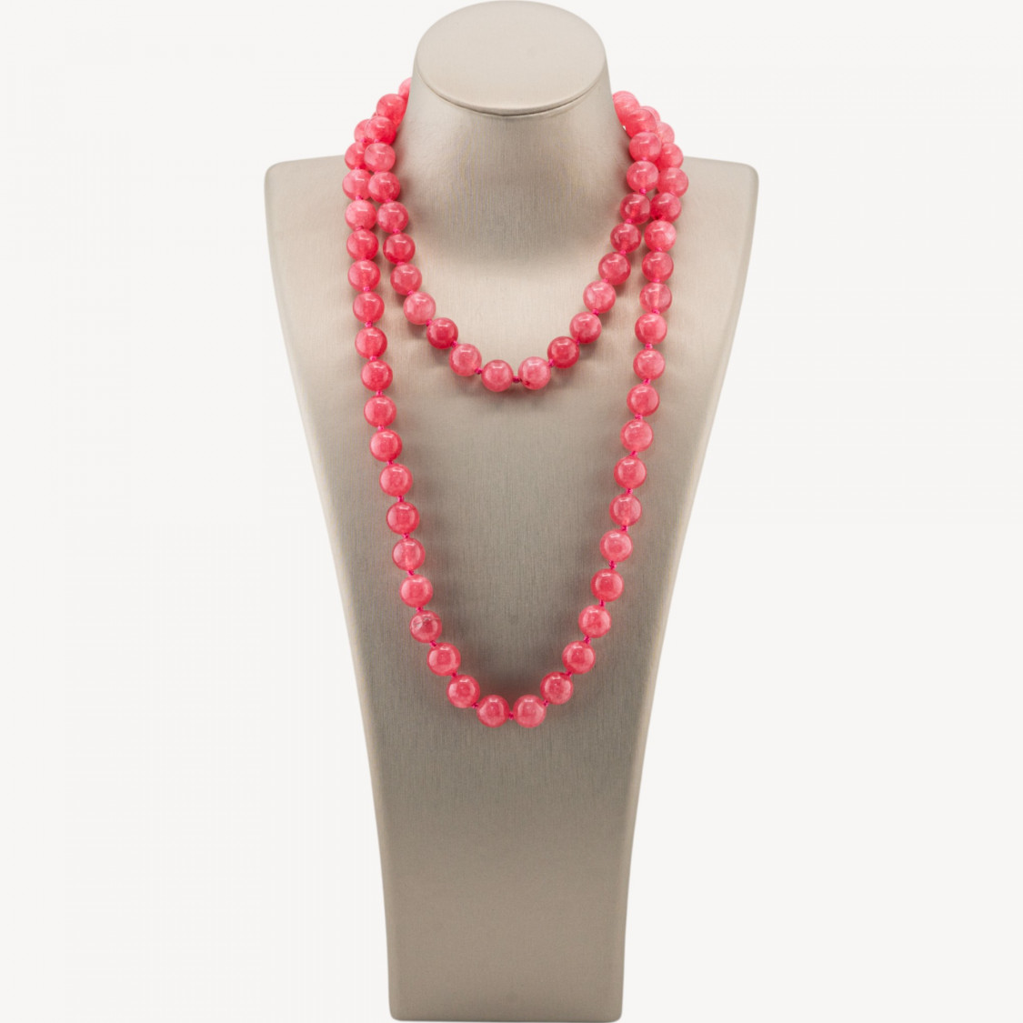 Charlestone 10 mm geknotete Edelstein-Halskette, 90 cm, Rosa Jade-GESTALTEN SIE ITALIEN | Worldofjewel.com