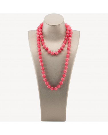 Collana Bijoux Charlestone Di Pietre Dure 10mm Annodate 90cm Giada Rosa-CONCEPTION ITALIE | Worldofjewel.com