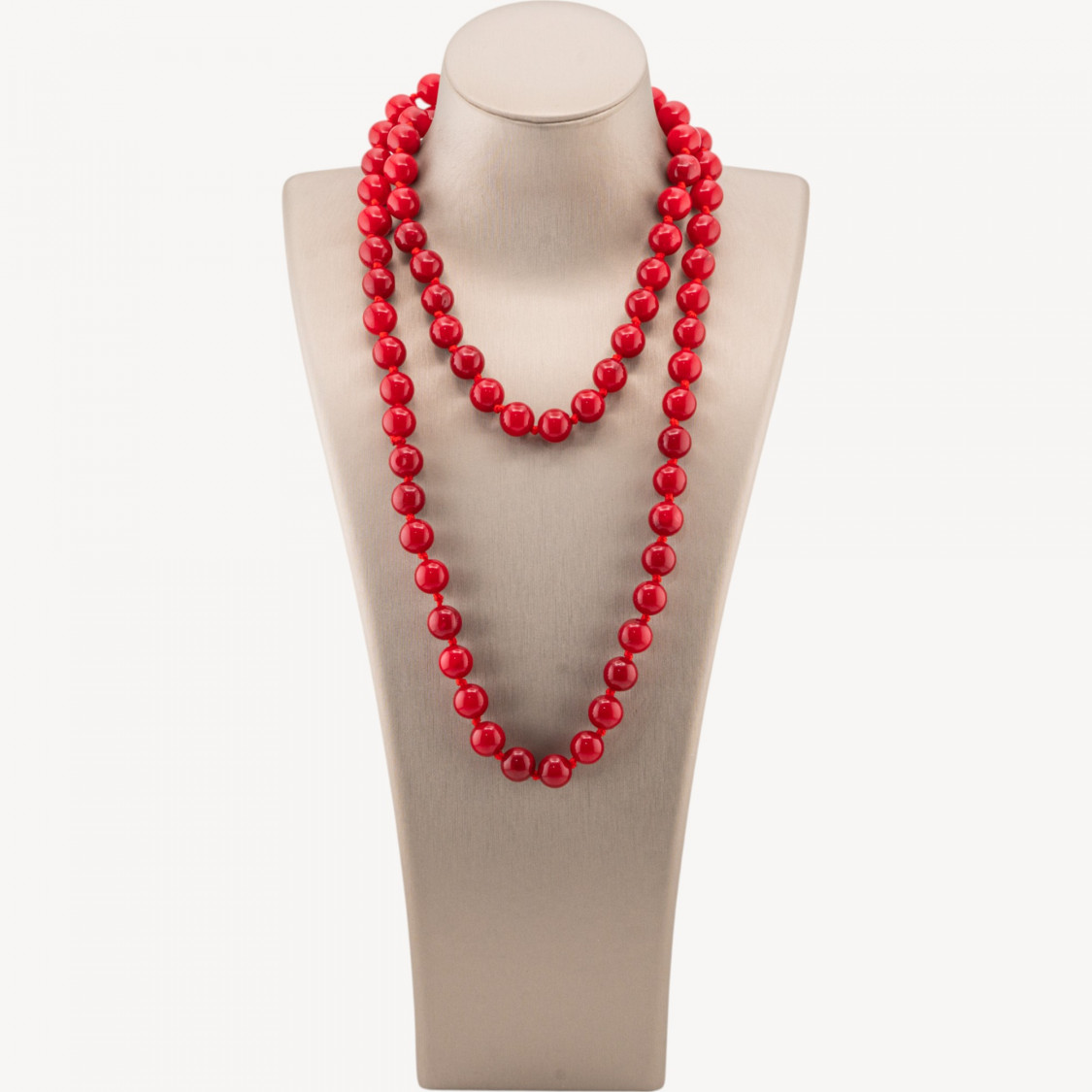 Collana Bijoux Charlestone Di Pietre Dure 10mm Annodate 90cm Giada Rossa-CONCEPTION ITALIE | Worldofjewel.com