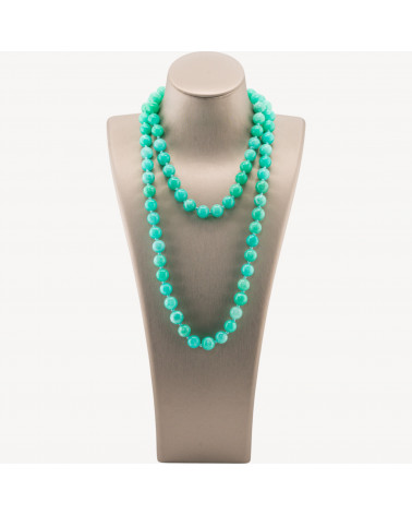 Collana Bijoux Charlestone Di Pietre Dure 10mm Annodate 90cm Giada Turchese-CONCEPTION ITALIE | Worldofjewel.com