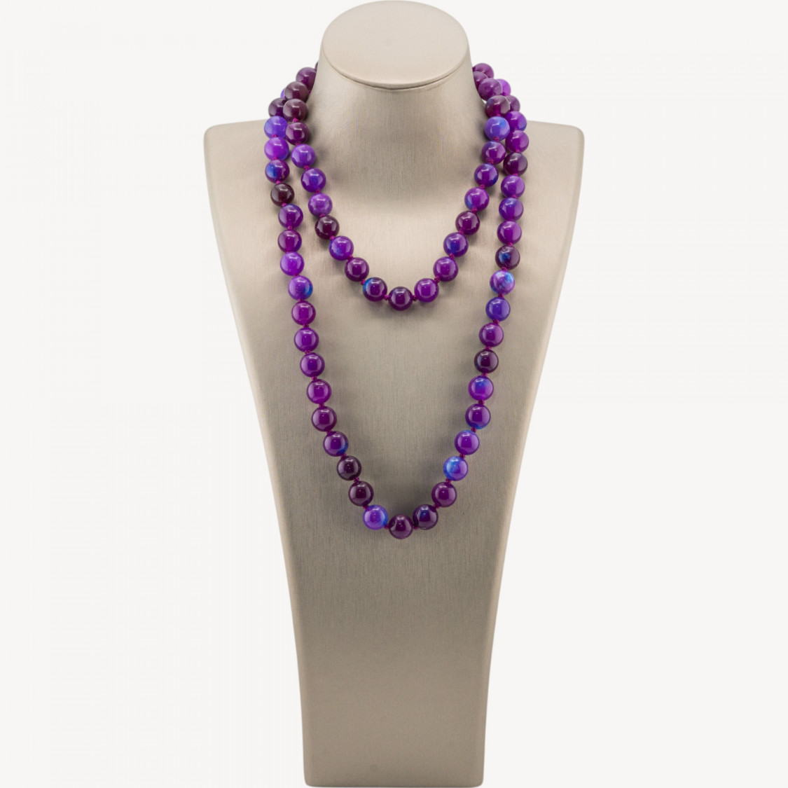 Collana Bijoux Charlestone Di Pietre Dure 10mm Annodate 90cm Giada Viola-CONCEPTION ITALIE | Worldofjewel.com