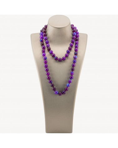 Collana Bijoux Charlestone Di Pietre Dure 10mm Annodate 90cm Giada Viola-CONCEPTION ITALIE | Worldofjewel.com