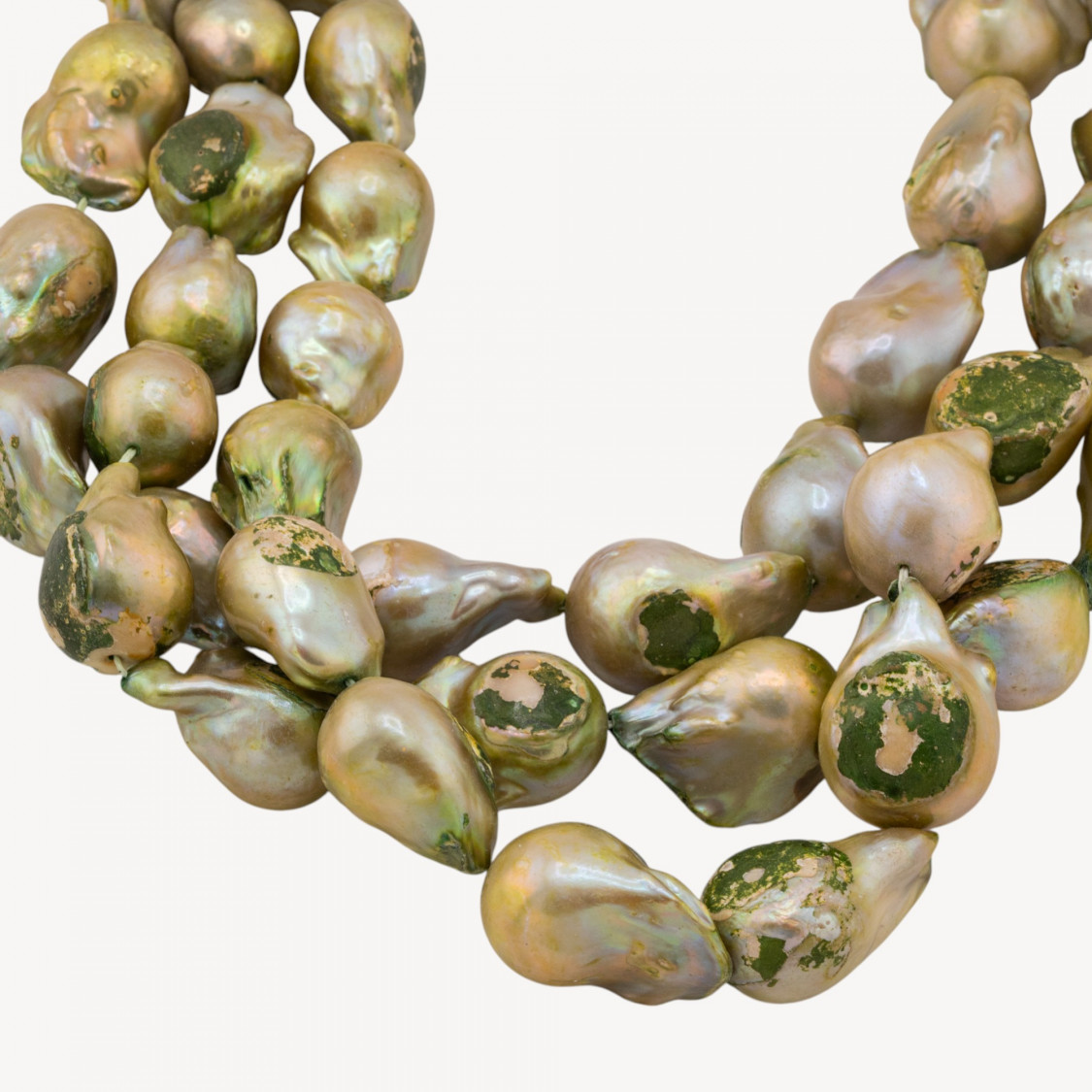 Baroque River Pearls, Irregular Economic Line, MOD.2277, Moss Green-IRREGULAR PEARLS ECONOMIC LINE | Worldofjewel.com