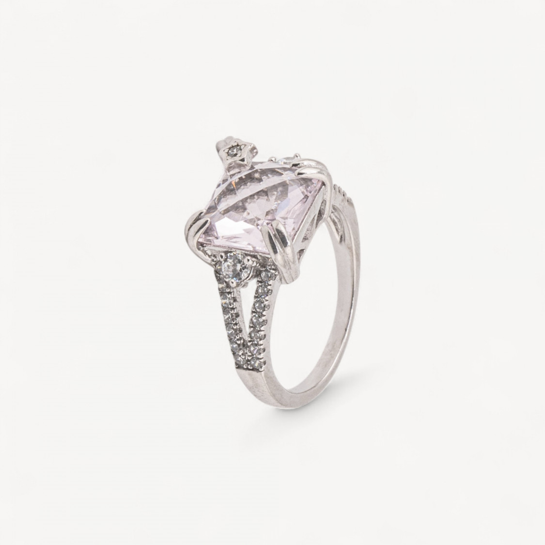Schmuckring aus 925er Sterlingsilber mit Zirkonia und weißem Stein, Modell 2742, 8,5 mm-RINGE AUS 925 SILBER | Worldofjewel.com
