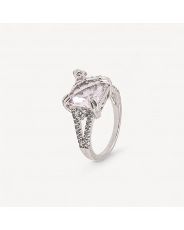 Anello Gioiello In Argento 925 Con Zirconi e Pietra Bianca MOD.2742 8,5mm-BAGUES EN ARGENT 925 | Worldofjewel.com