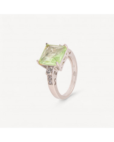 Anello Gioiello In Argento 925 Con Zirconi MOD.2742 10mm Verde-BAGUES EN ARGENT 925 | Worldofjewel.com