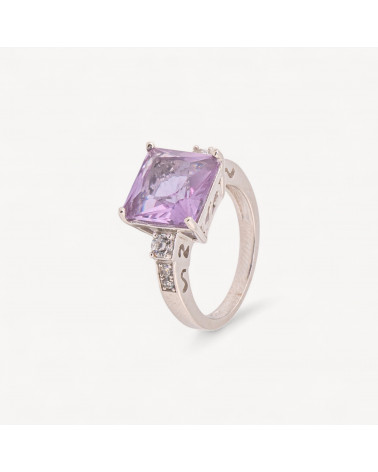 Anello Gioiello In Argento 925 Con Zirconi MOD.2742 10mm Viola-BAGUES EN ARGENT 925 | Worldofjewel.com