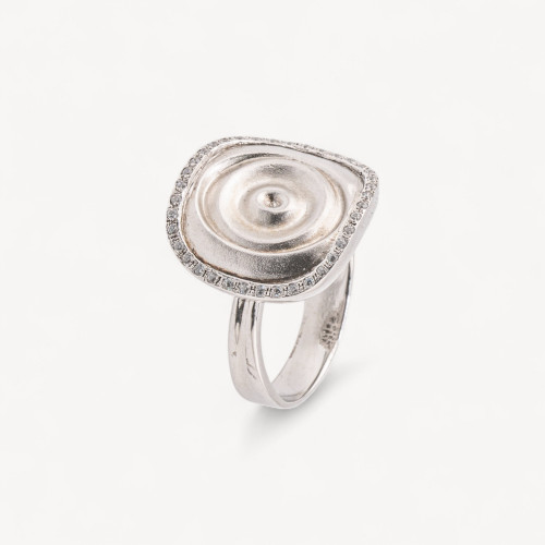 Anello Gioiello In Argento 925 Con Zirconi MOD.2742 17,5mm Rodiato-925 SILVER RINGS | Worldofjewel.com