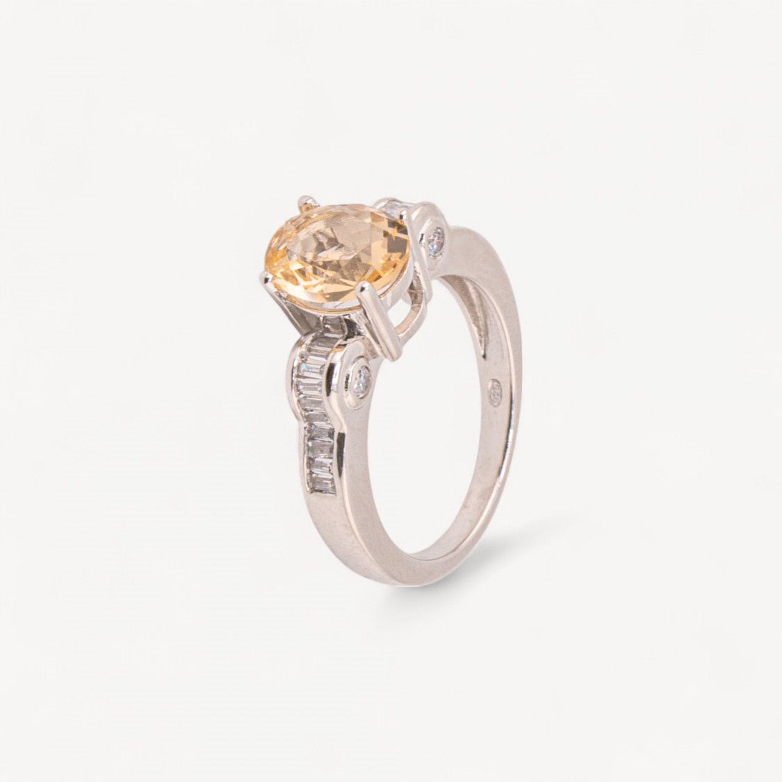 Anello Gioiello In Argento 925 Con Zirconi MOD.2742 8,8mm Tondo Arancio-ANILLOS DE PLATA 925 | Worldofjewel.com