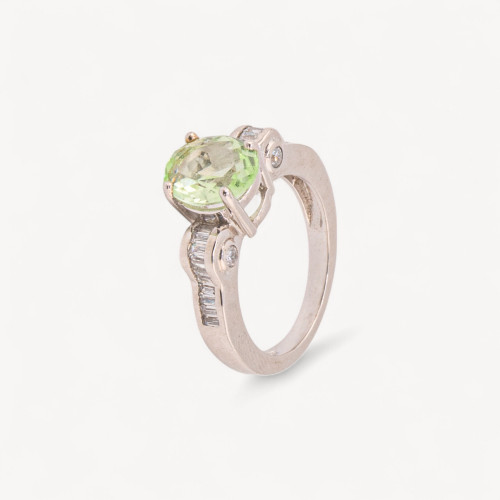 925 Silver Jewel Ring with Zirconia MOD.2742 8.8mm Round Green