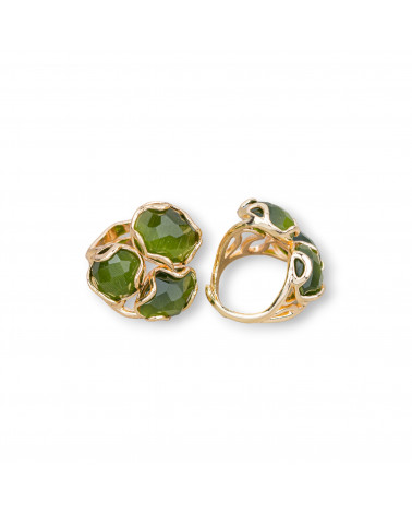 Anello Regolabile in Bronzo Dorato Collezione Aurora-S con Anello Di Bronzo Collezione AURORA 25x27mm Con Occhio Di Gatto Ver-ANELLI BIJOUX DONNA AURORA BEST SELLER | Worldofjewel.com