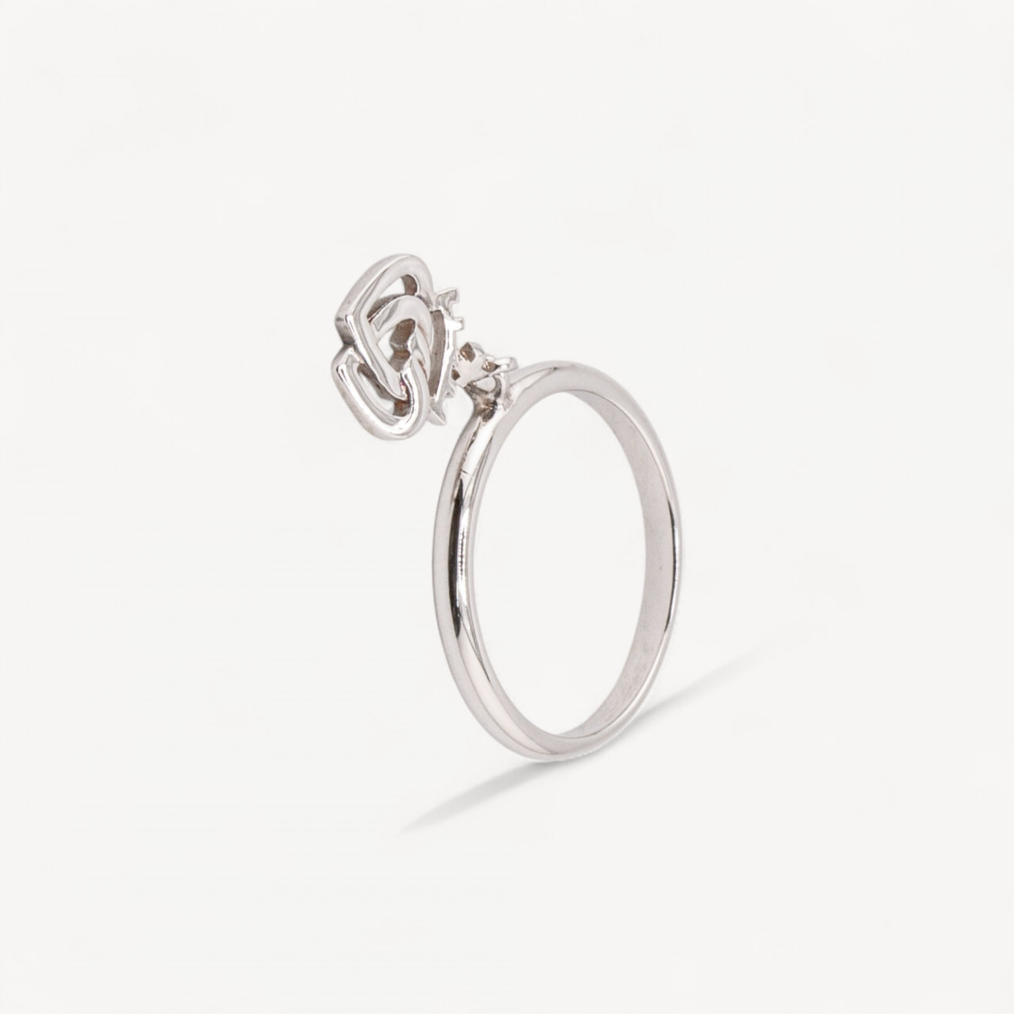 Anello Gioiello In Argento 925 Con Zirconi e Pendente Cuori Legati MOD.2742 20,6mm-ANELLI DI ARGENTO 925 | Worldofjewel.com