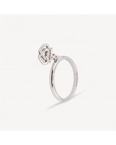 Anello Gioiello In Argento 925 Con Zirconi e Pendente Cuori Legati MOD.2742 20,6mm-ANELLI DI ARGENTO 925 | Worldofjewel.com