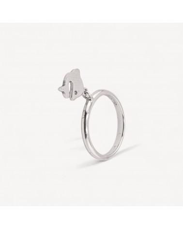 Anello Gioiello In Argento 925 Con Zirconi e Pendente Delfino MOD.2742 19,3mm-ANELLI DI ARGENTO 925 | Worldofjewel.com