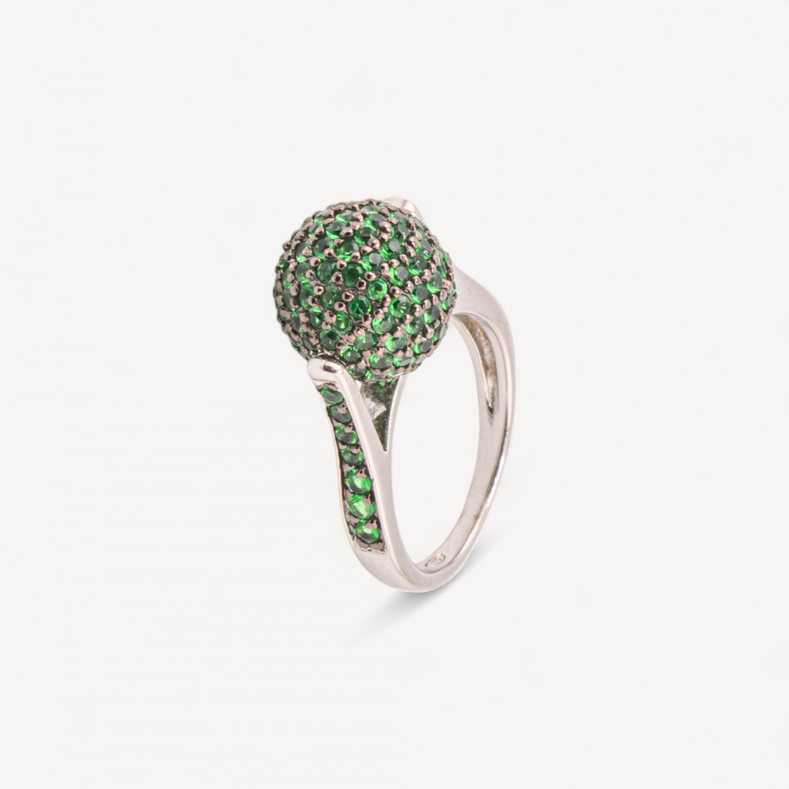 Anello Gioiello In Argento 925 Con Zirconi Verdi MOD.2742 11,6mm-ANELLI DI ARGENTO 925 | Worldofjewel.com