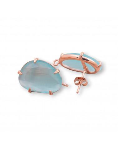 14.5x18mm Boucles d'Oreilles Tige Laiton Oeil de Chat Facettes Base 6 Paires Or Rose Aqua-BASES DE BOUCLES D'OREILLES AVEC PIERRES ET PERLES | Worldofjewel.com