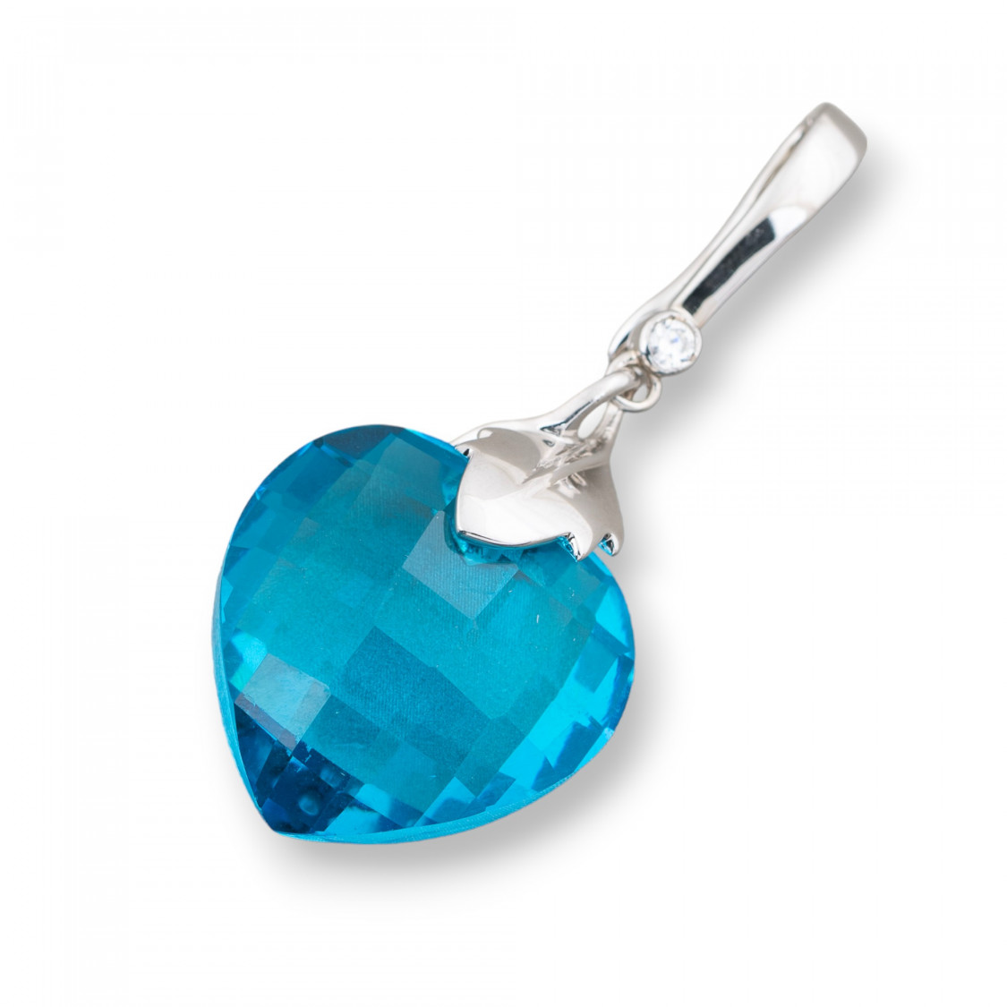Ciondolo Pendente Di Argento 925 Con Zirconi Coure 22x50mm-PLATA 925 DISEÑO ITALIA | Worldofjewel.com