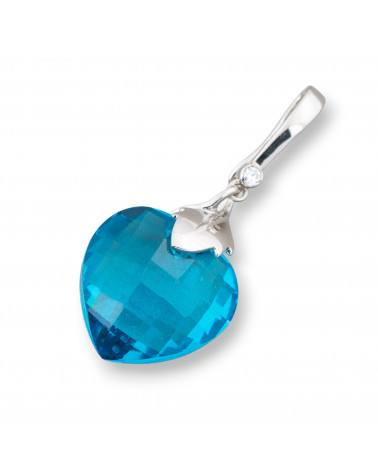 Ciondolo Pendente Di Argento 925 Con Zirconi Coure 22x50mm-PLATA 925 DISEÑO ITALIA | Worldofjewel.com