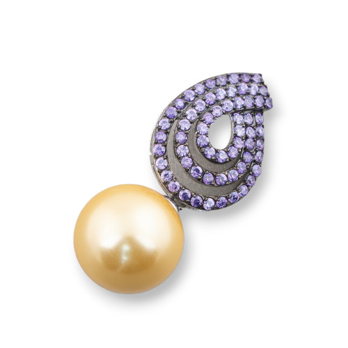 925 Silver Pendant with Zirconia and Mallorca Pearls 15x36mm