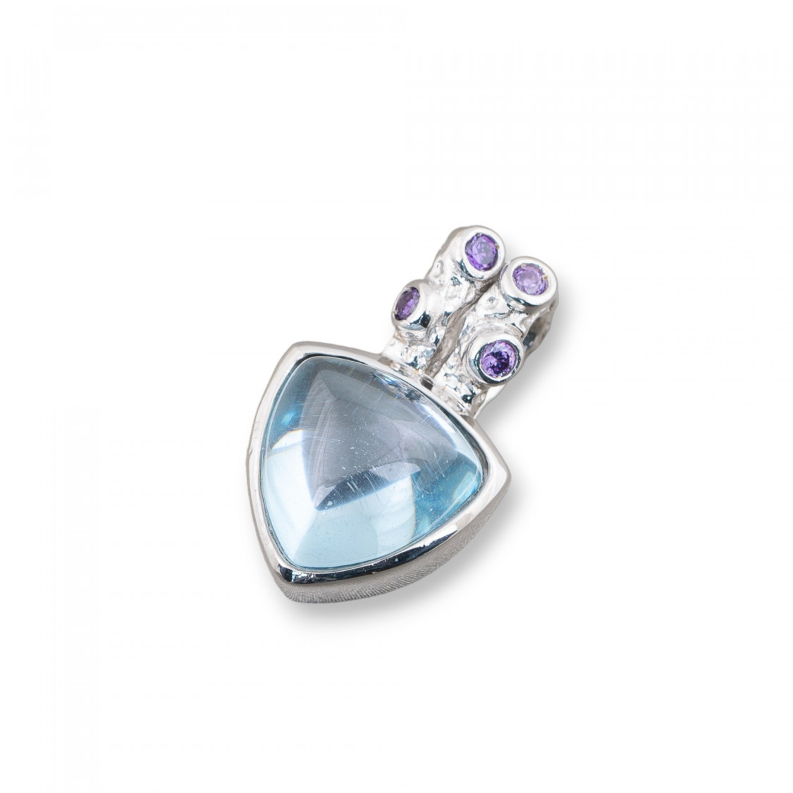 Ciondolo Pendente Di Argento 925 Con Zirconi E Pietra Idrotermale Rodiato 13x21mm-ARGENT 925 DESIGN ITALIE | Worldofjewel.com