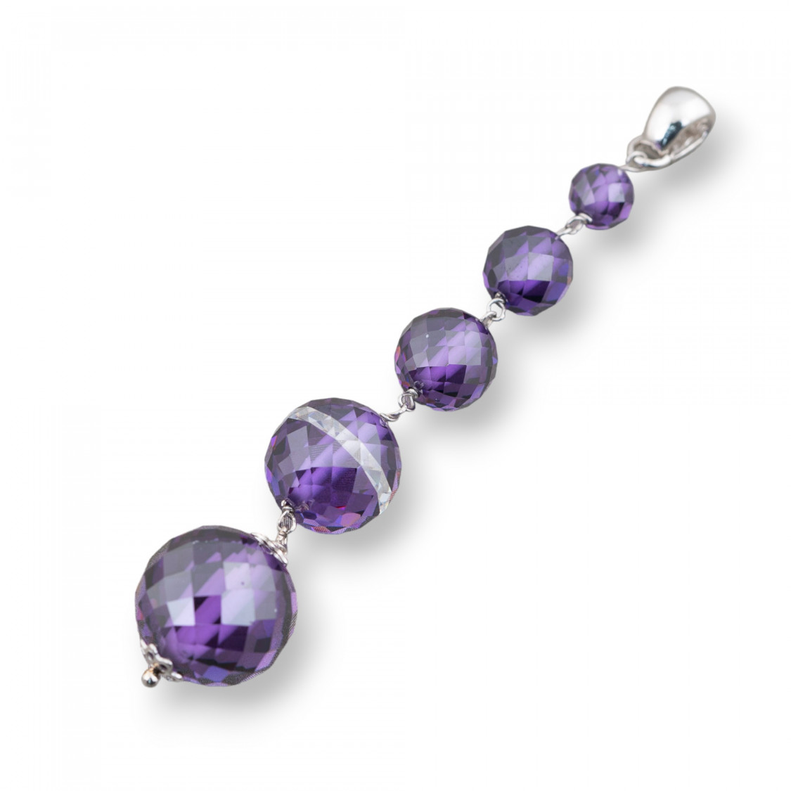 Ciondolo Pendente Di Argento 925 Con Zirconi Gradazione Viola-ΑΣΗΜΙ 925 ΣΧΕΔΙΟ ΙΤΑΛΙΑ | Worldofjewel.com