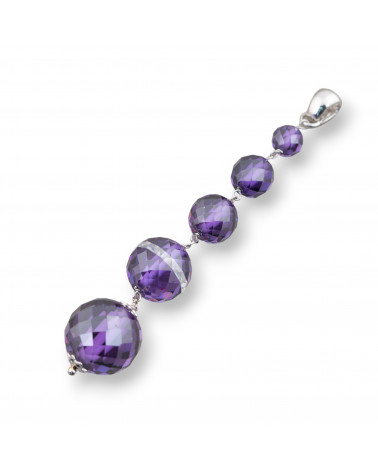 Ciondolo Pendente Di Argento 925 Con Zirconi Gradazione Viola-ΑΣΗΜΙ 925 ΣΧΕΔΙΟ ΙΤΑΛΙΑ | Worldofjewel.com
