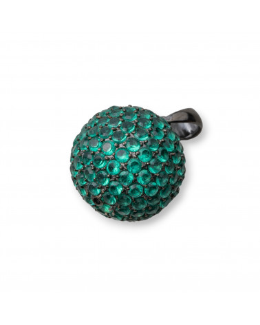 Ciondolo Pendente Di Argento 925 Con Zirconi Pave' Incastonati A Goccia 16x28mm Verde-ARGENT 925 DESIGN ITALIE | Worldofjewel.com