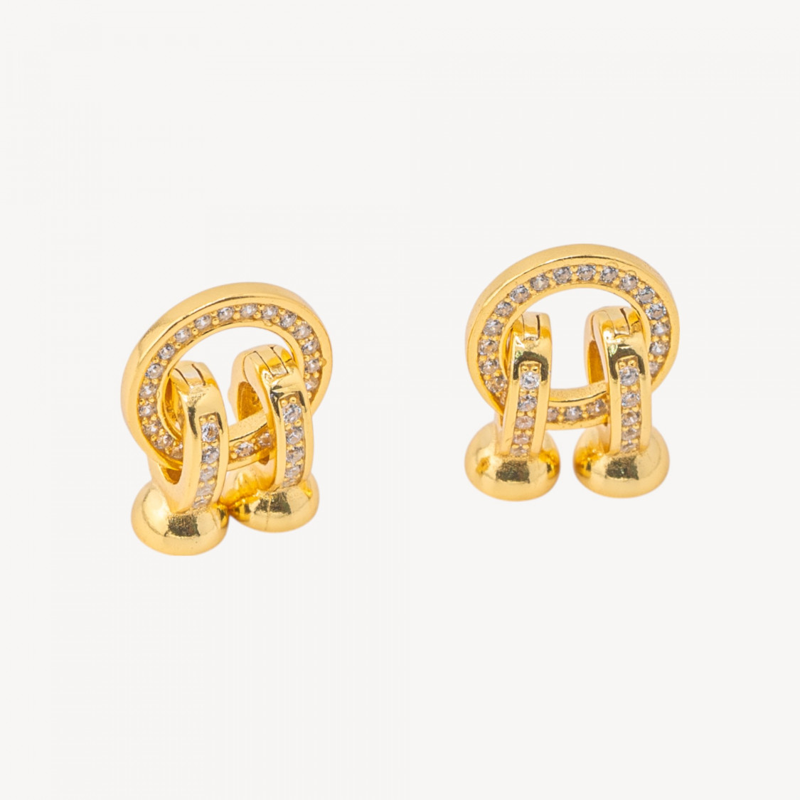 Chiusura In Argento 925 Con Zirconi 10x23mm Tondo con Coppette da 5mm 2pz Dorato-CHIUSURE IN ARGENTO 925 FAI DA TE | Worldofjewel.com
