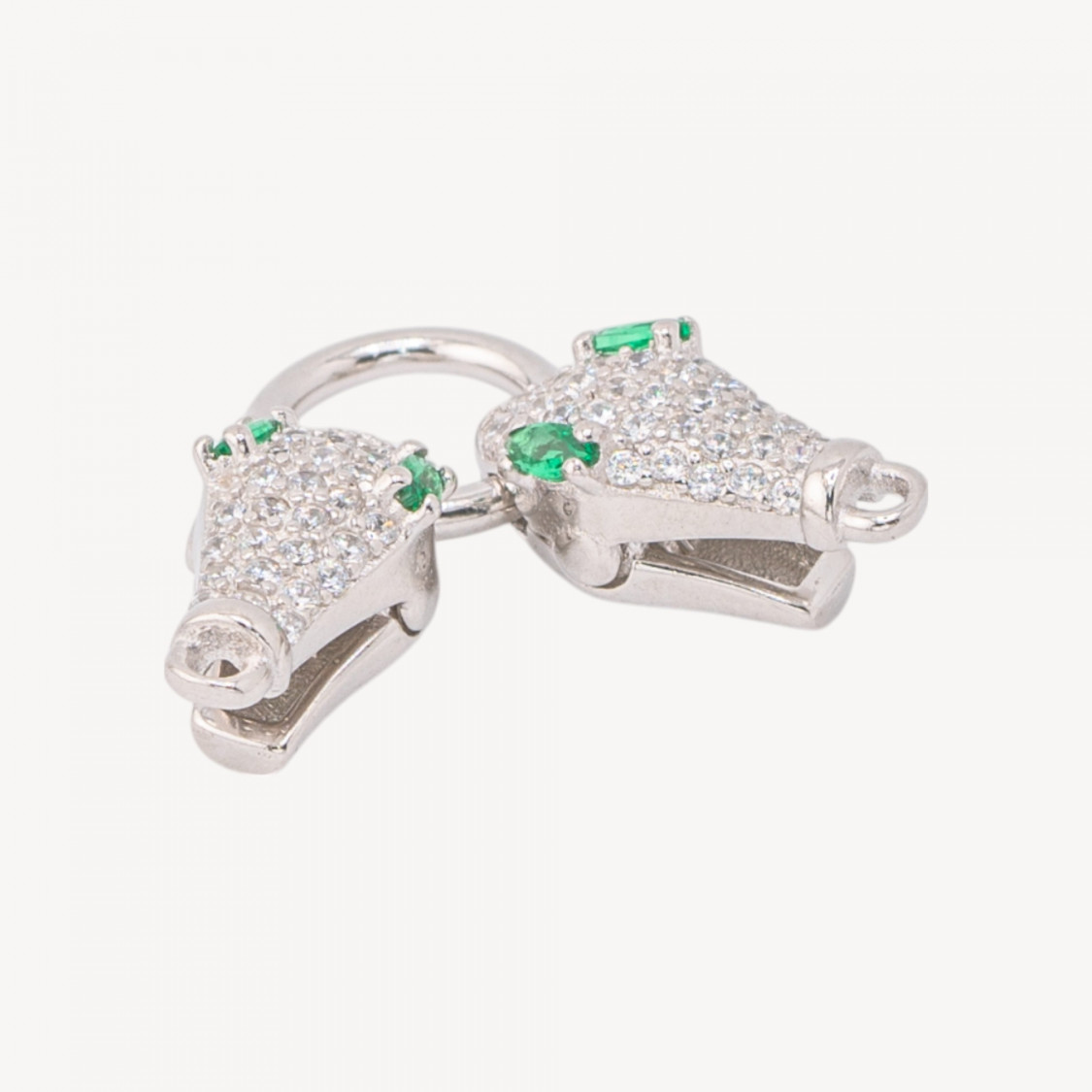 Chiusura In Argento 925 Con Zirconi e Doppia Testa Di Serpente 8x30mm 1pz Rodiato-CHIUSURE IN ARGENTO 925 FAI DA TE | Worldofjewel.com