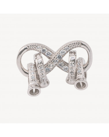 Chiusura In Argento 925 Con Zirconi Infinito 10x30m con Doppia Coppetta 3,5mm 1pz Rodiato-CHIUSURE IN ARGENTO 925 FAI DA TE | Worldofjewel.com