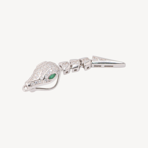 925 Silver Clasp with Snake Head Zirconia 7x35mm 1pc Rhodium Plated